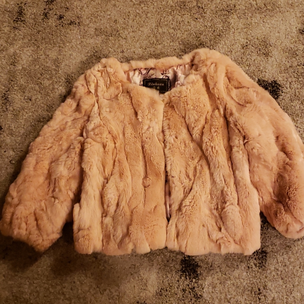 Nude fur coat